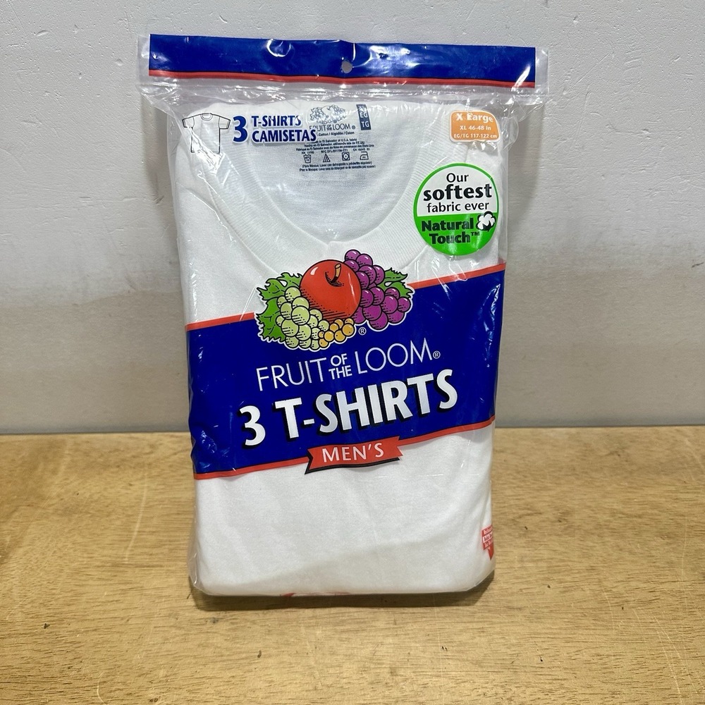 2006 Mens Fruit Of The Loom 3 Pack White Cotton Tshirts XL NWT Undershirt Softes